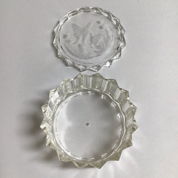 Lucite Acrylic Jewelry Box w/Lid Etched Butterfly Floral 70’s Boho Diamond Edge - Picture 7 of 13